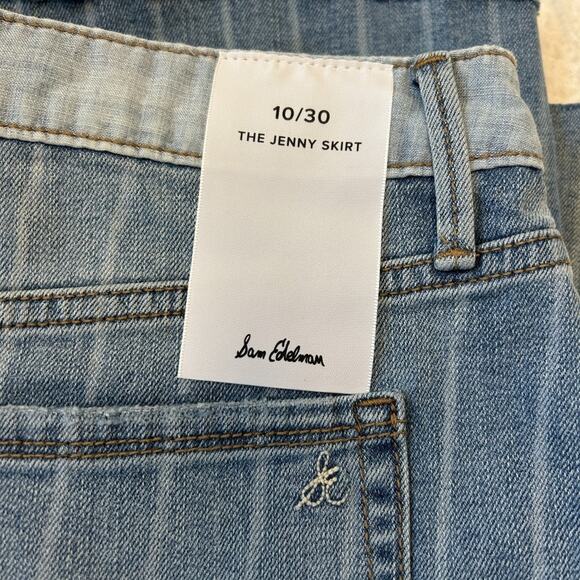 Sam Edelman Skirt Women's The Jenny Striped Size 10/30 Mini Denim NWT - Picture 9 of 9